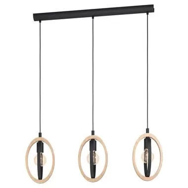 EGLO hanglamp Basildon 3-lichts - zwart/bruin - Leen Bakker