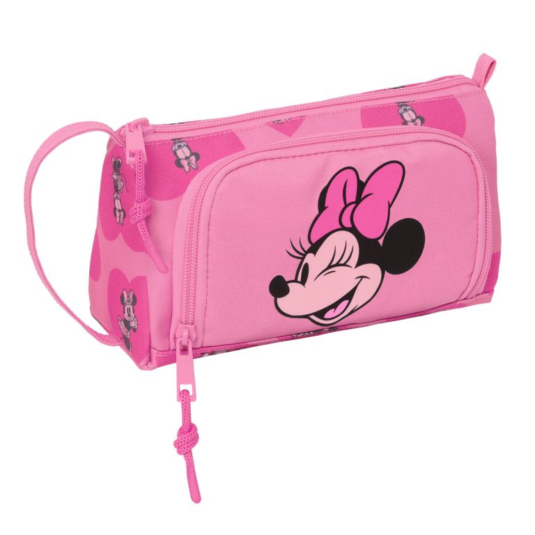 Schooletui met Accessoires Minnie Mouse Loving Roze 20 x 11 x 8.5 cm (32 Onderdelen)