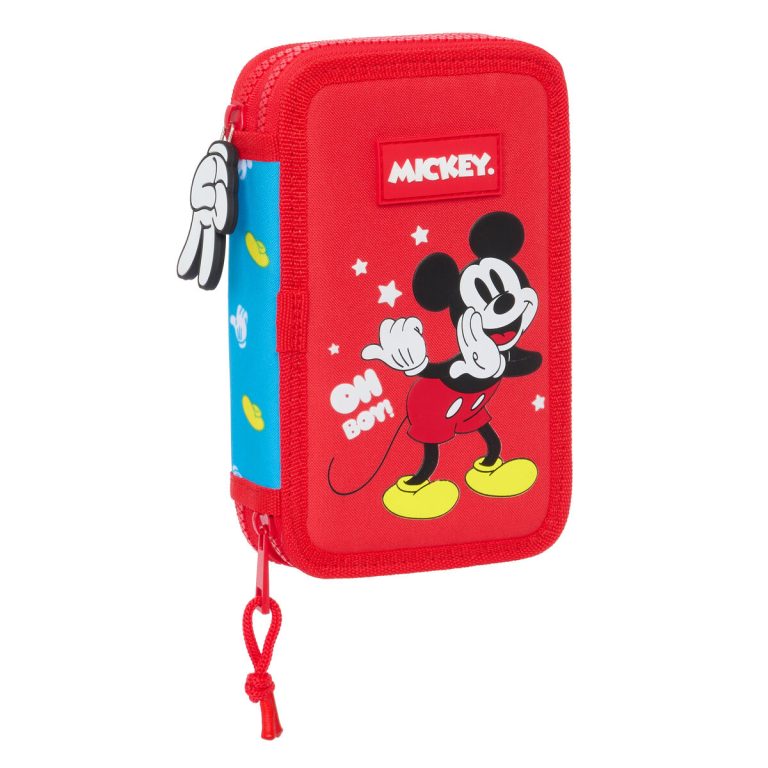 Dubbele etui Mickey Mouse Clubhouse Fantastic Blauw Rood 12.5 x 19.5 x 4 cm (28 Onderdelen)