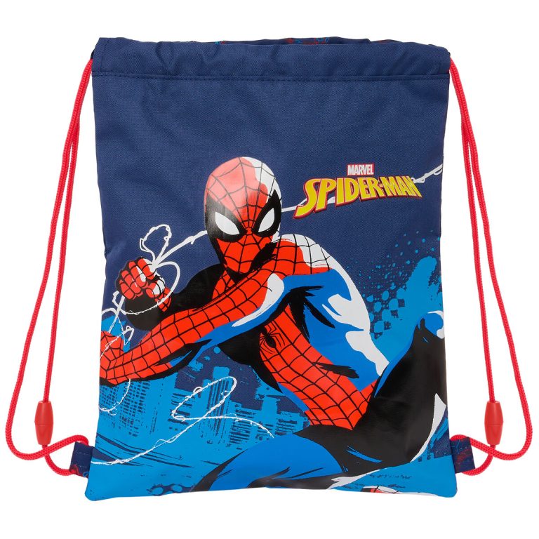 Rugtas met Koordjes Spider-Man Neon Marineblauw 26 x 34 x 1 cm