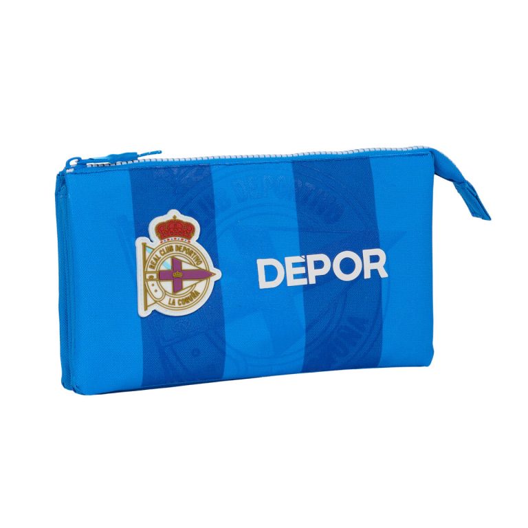 Pennenetui met 3 vakken R. C. Deportivo de La Coruña Blauw 22 x 12 x 3 cm