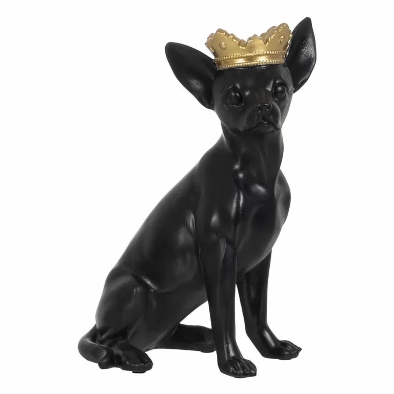 Decoratieve figuren Zwart Gouden Hond 17 x 11