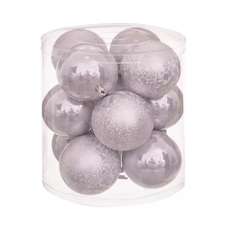 Kerstballen Zilverkleurig Plastic 8 x 8 x 8 cm (12 Stuks)