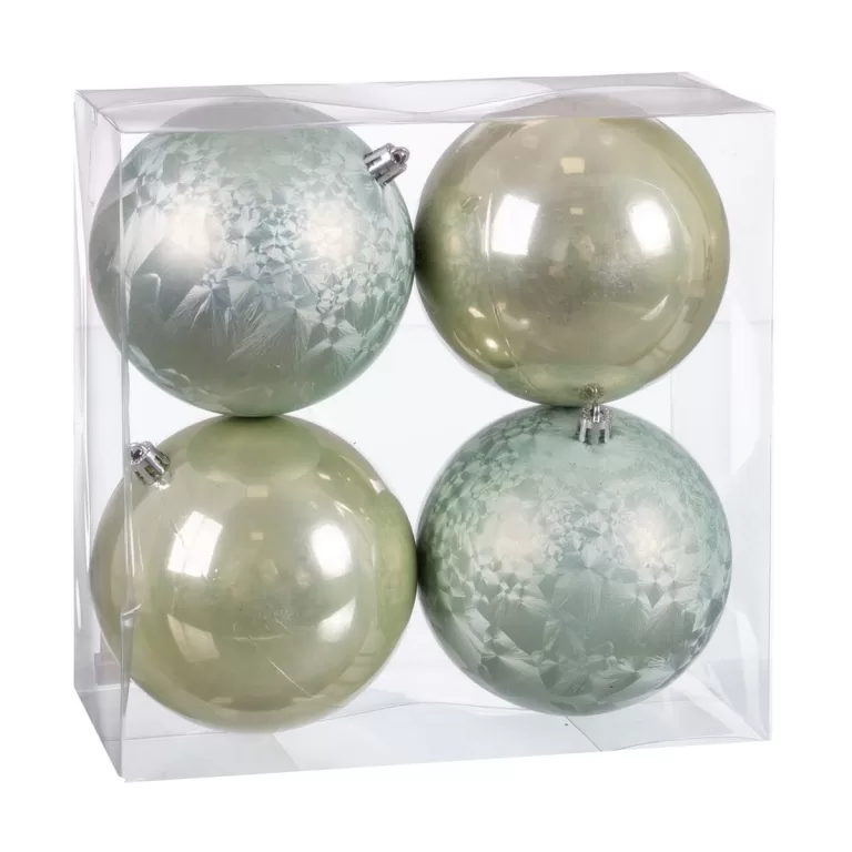 Kerstballen Groen Plastic 10 x 10 x 10 cm (4 Stuks)
