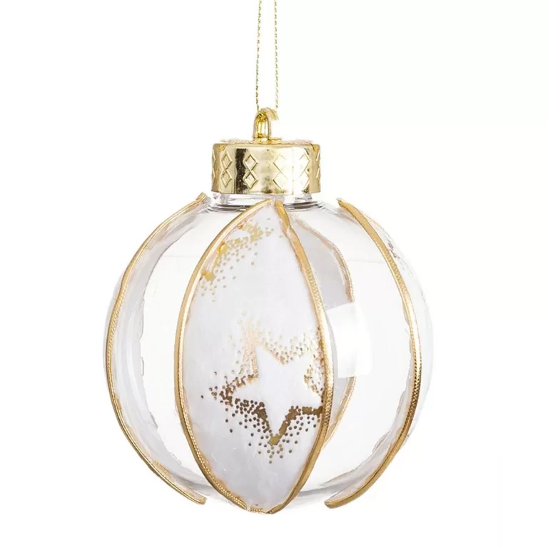 Kerstballen Wit Transparant Gouden Plastic Weefsel Sterren 6 x 6 x 6 cm (6 Stuks)