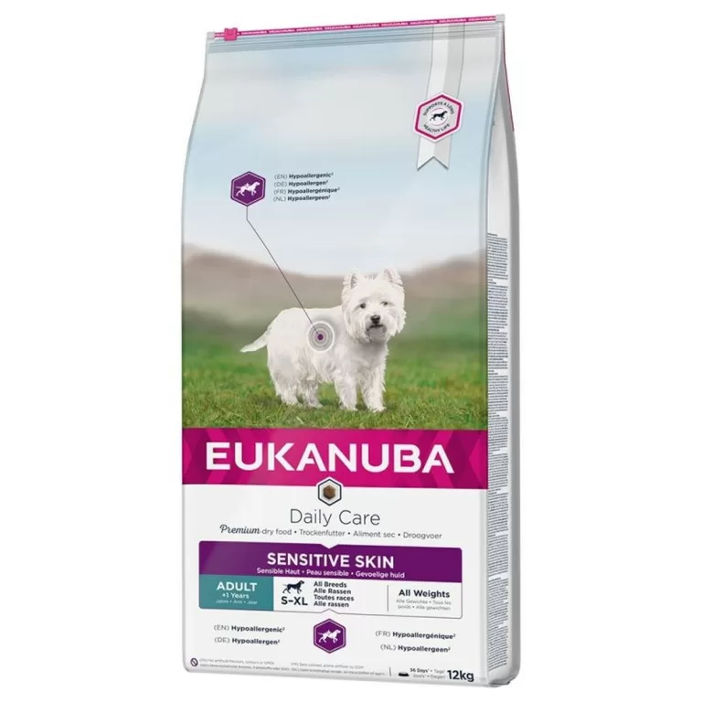 Voer Eukanuba Daily Care Sensitive Skin Volwassen Vis 12 kg