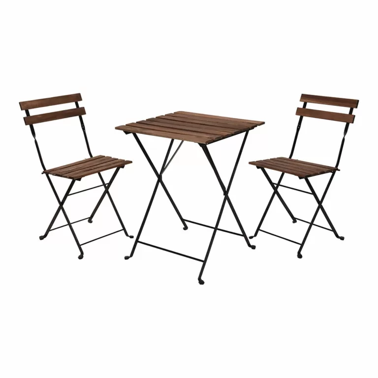 Tafel met twee stoelen IPAE Progarden Opvouwbaar Acacia Zwart Natuurlijk (3 Onderdelen)