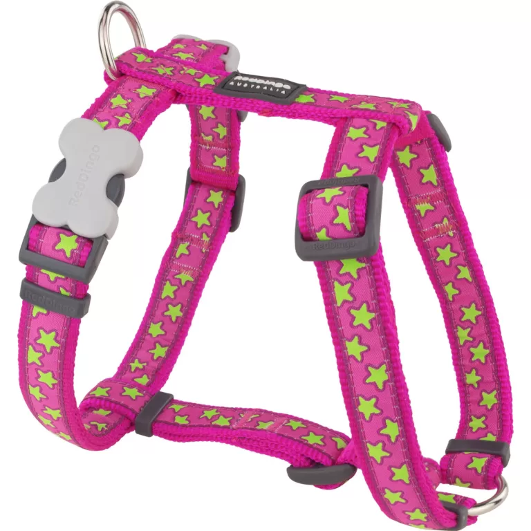 Hondentuigje Red Dingo STYLE STARS LIME ON HOT PINK 45-66 cm 36-59 cm