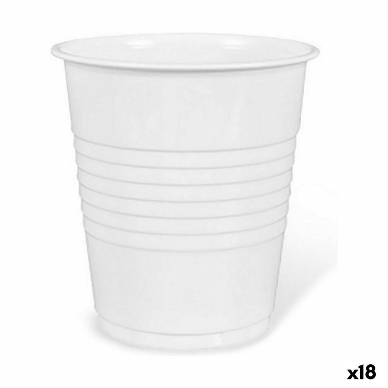Set van herbruikbare glazen Algon Koffie Wit Plastic 50 Onderdelen 100 ml (18 Stuks)