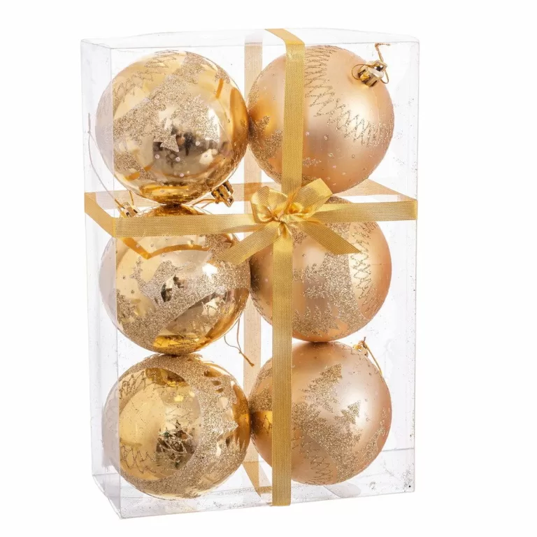 Kerstballen Gouden Plastic Herten 8 x 8 x 8 cm (6 Stuks)