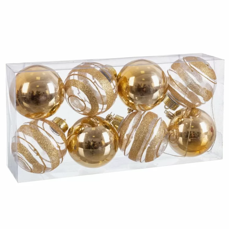 Kerstballen Gouden Plastic 8 x 8 x 8 cm (8 Stuks)
