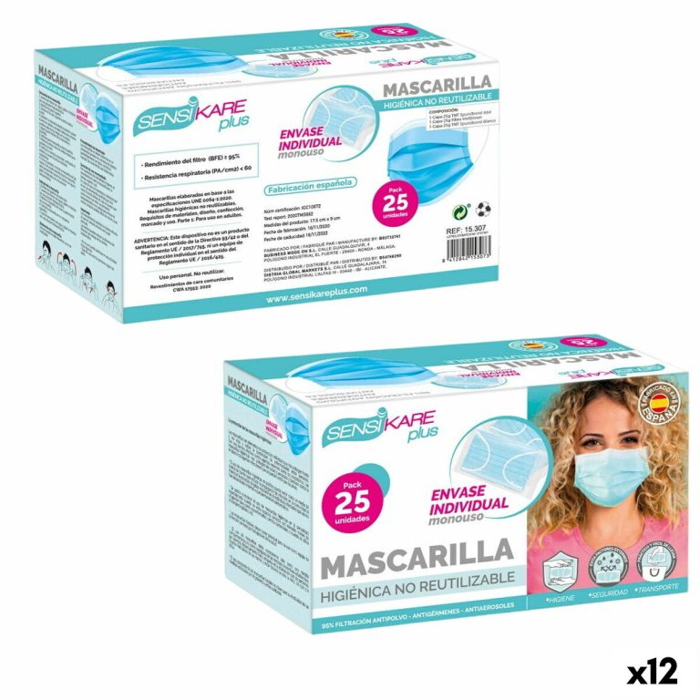 Box of hygienic masks SensiKare 25 Onderdelen (12 Stuks)