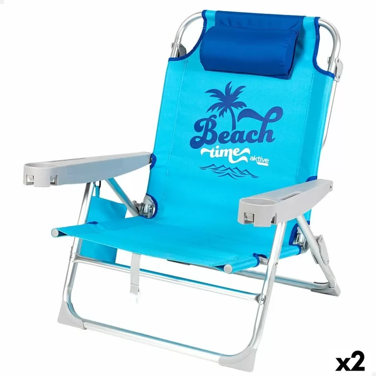 Strandstoel Aktive Opvouwbaar Blauw 53 x 80 x 58 cm (2 Stuks)