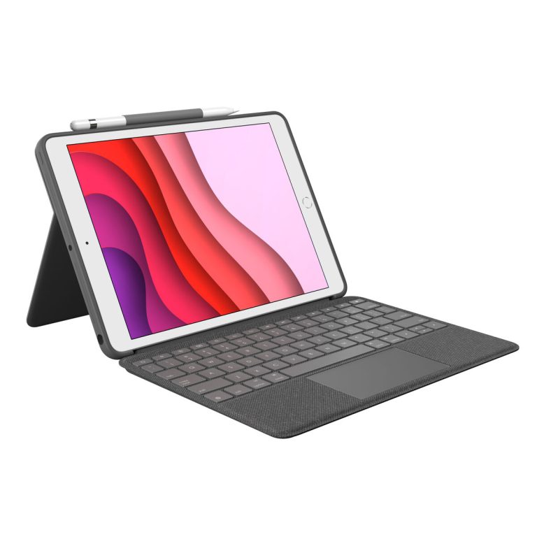 Bluetooth toetsenbord met tablethouder Logitech iPad 2019 Grijs Grafiet Qwerty Spaans