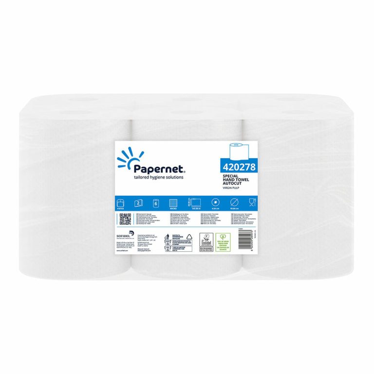 Handdoekpapier Papernet Autocut 418997 Wit Dubbellaags 6 Stuks