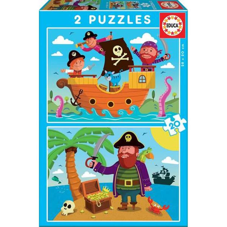 Set van 2 Puzzels Educa 20 Onderdelen Piraten