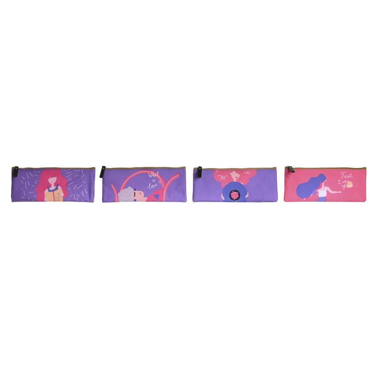 Doosje DKD Home Decor Roze Lila 23 x 1 x 9 cm (4 Stuks)