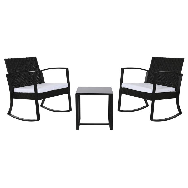 Tafel met twee stoelen Home ESPRIT Zwart Staal 59 x 61