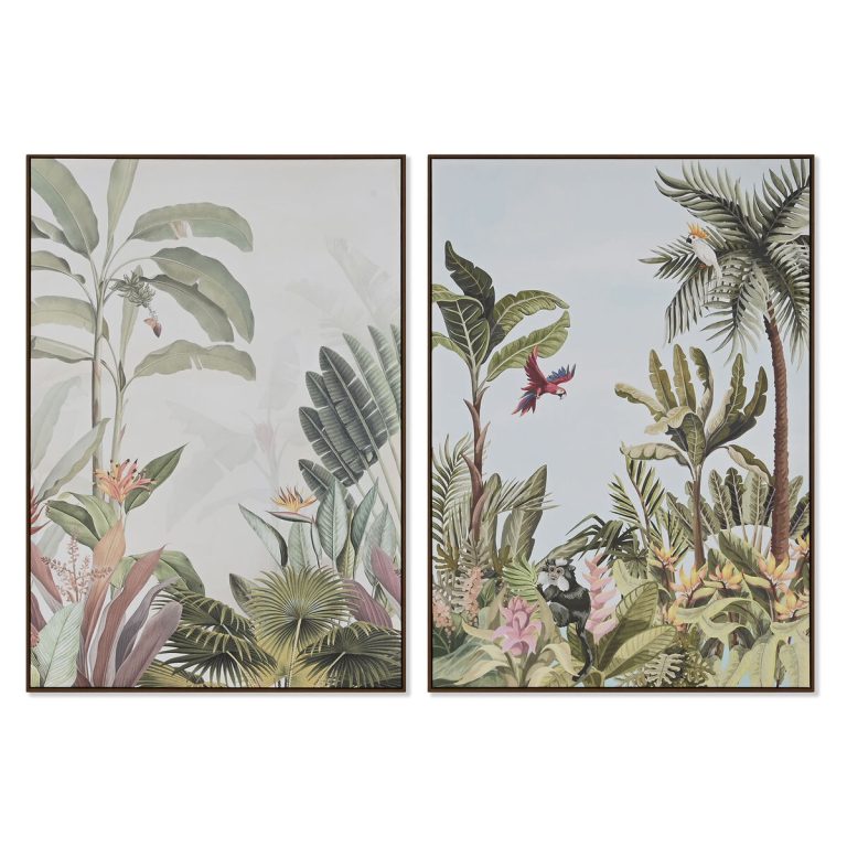 Schilderij Home ESPRIT Tropisch 100 x 4 x 140 cm (2 Stuks)