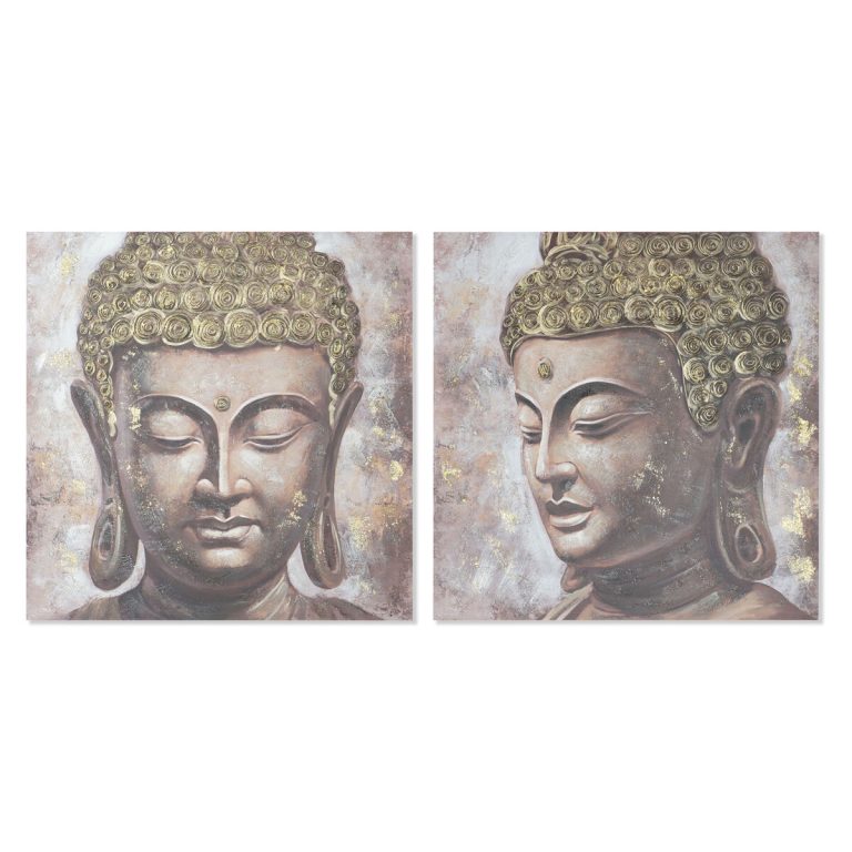 Schilderij Home ESPRIT Boeddha Orientaals 100 x 3 x 100 cm (2 Stuks)
