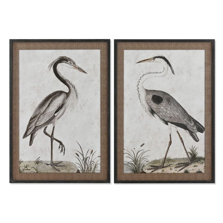 Schilderij Home ESPRIT Vogel Orientaals 70 x 4 x 100 cm (2 Stuks)