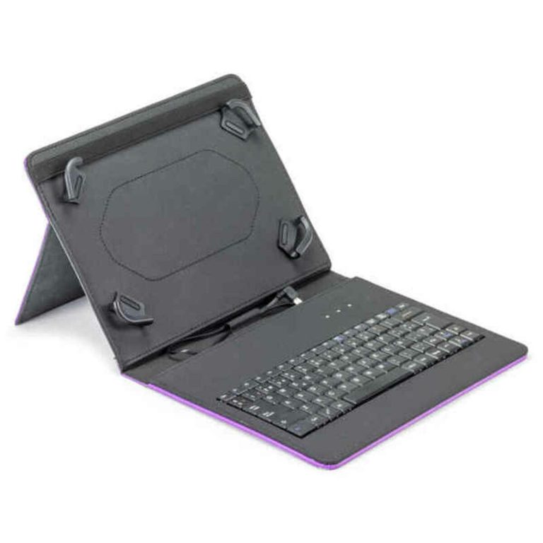 Bluetooth toetsenbord met tablethouder Maillon Technologique MTKEYUSBPR2 9.7"-10.2" Zwart Qwerty Spaans Paars Spaans
