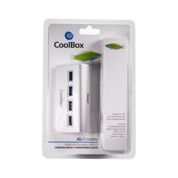 Hub USB CoolBox COO-HU4ALU3 Aluminium (4 Poorten)