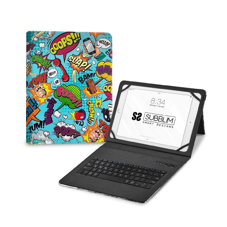 Bluetooth toetsenbord met tablethouder Subblim SUBKT5-BTTC20 Qwerty Spaans Multicolour Spaans
