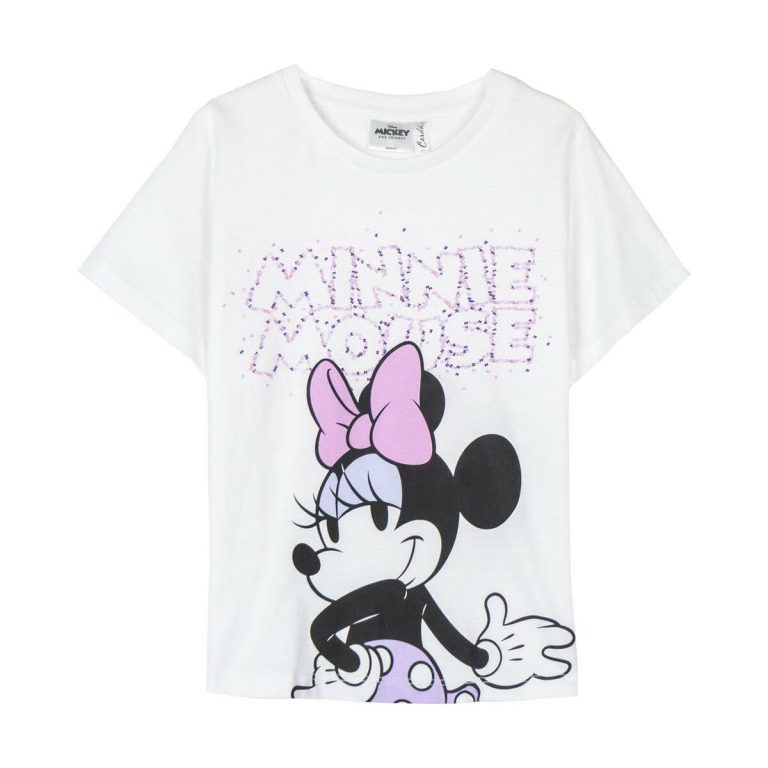 T-Shirt met Korte Mouwen voor kinderen Minnie Mouse Wit