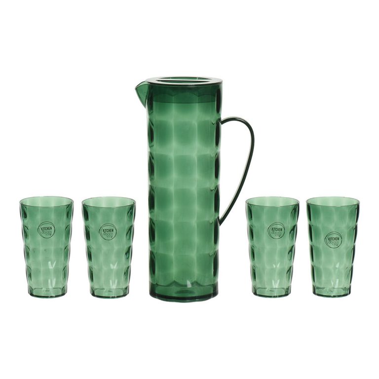 Glasses and pitcher set EDM 827051 Gerecycled plastic Groen 5 Onderdelen