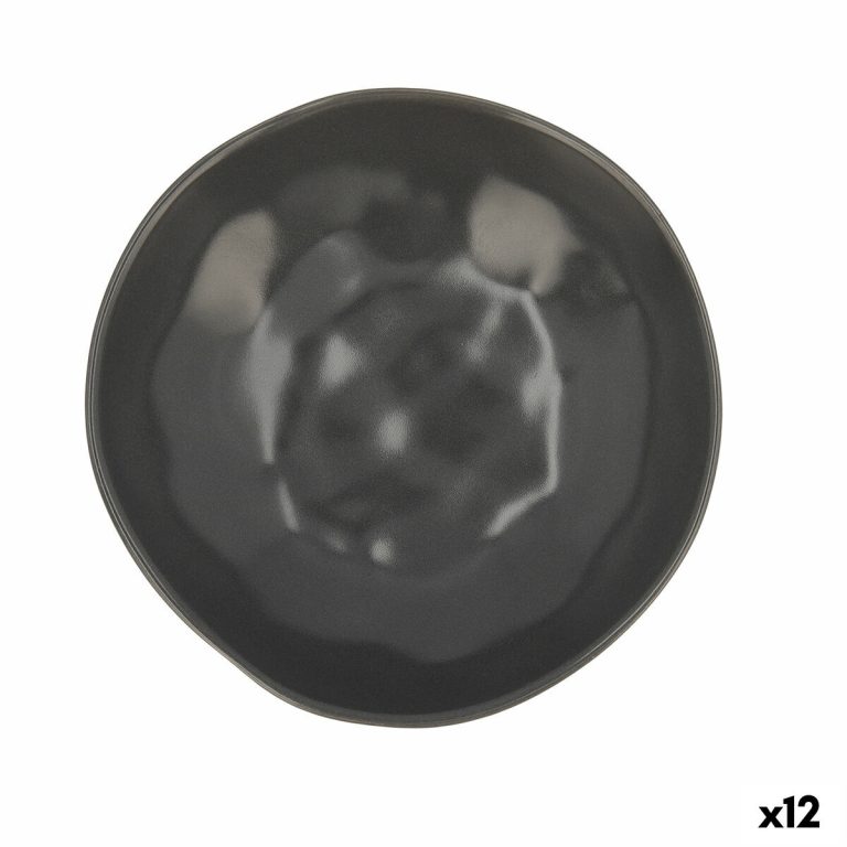 Diep bord Bidasoa Cosmos Keramisch Zwart (22 cm) (12 Stuks)