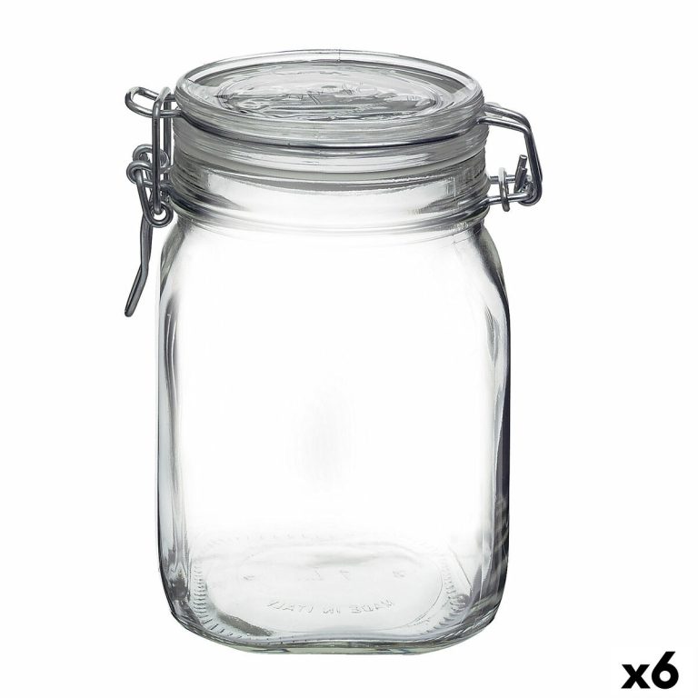 Voedselopslagcontainer Bormioli Rocco fido Transparant Glas (1 L) (6 Stuks)