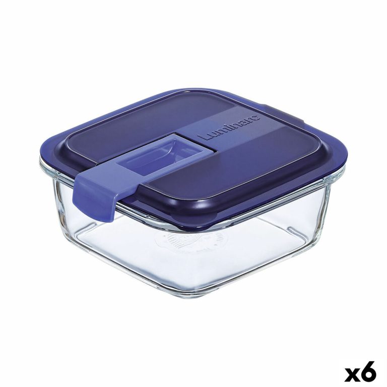Hermetische Lunchtrommel Luminarc Easy Box Blauw Glas (760 ml) (6 Stuks)