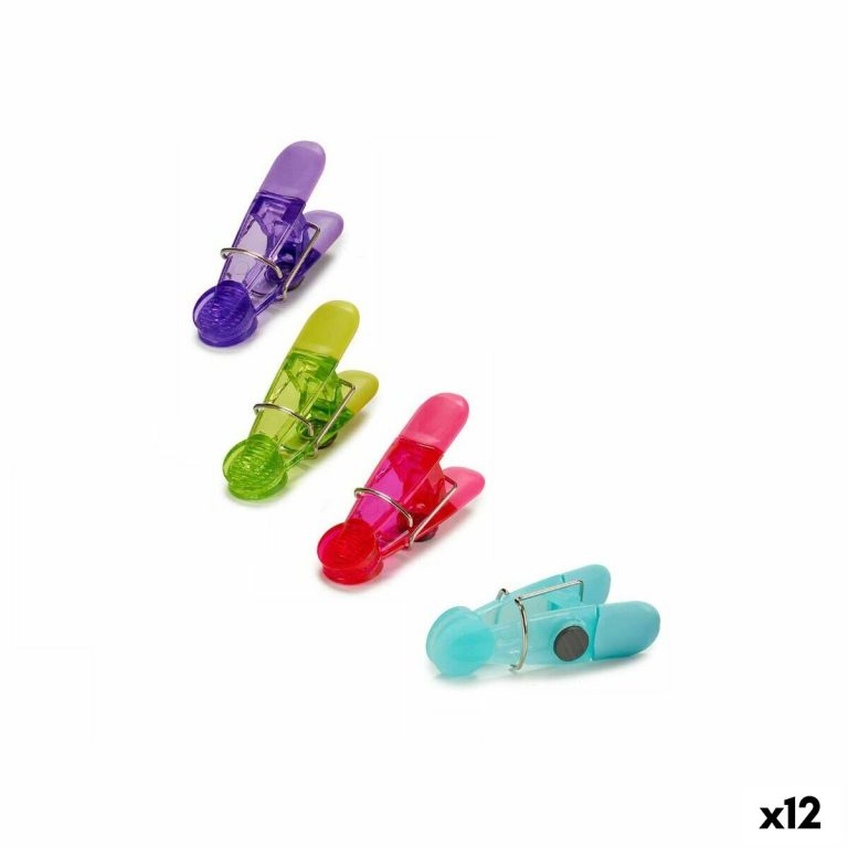 Clips on zakjes dicht te maken Multicolour Natuurlijk rubber Plastic 4 Onderdelen Magnetisch (12 Stuks)