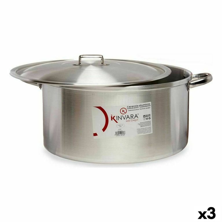 Kookpot met Deksel Zilverkleurig Aluminium 53 x 24 x 43 cm (3 Stuks)