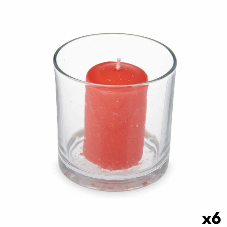 Geurkaars 10 x 10 x 10 cm (6 Stuks) Glas Rode Vruchten