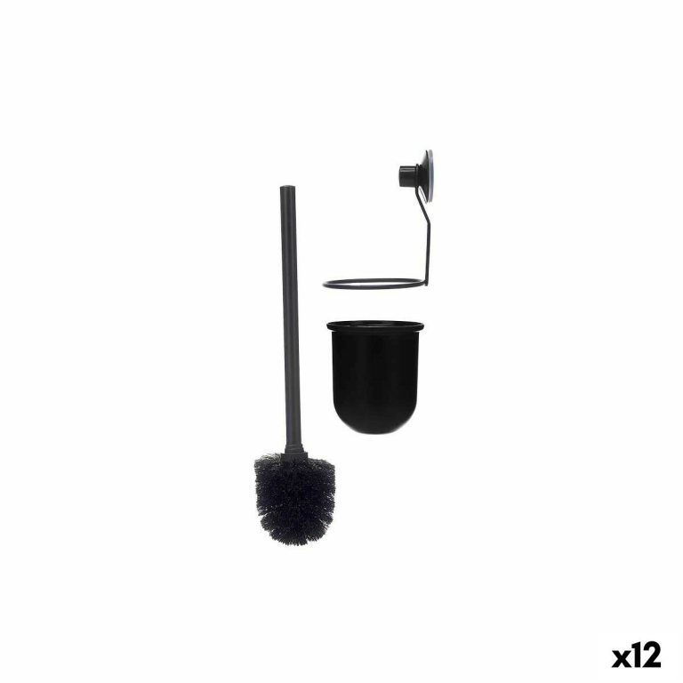 Toiletborstel Zwart Staal ABS 10 x 36 x 10 cm (12 Stuks)