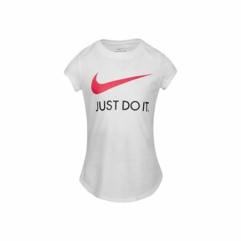 T-Shirt met Korte Mouwen voor kinderen Nike Swoosh JDI Wit