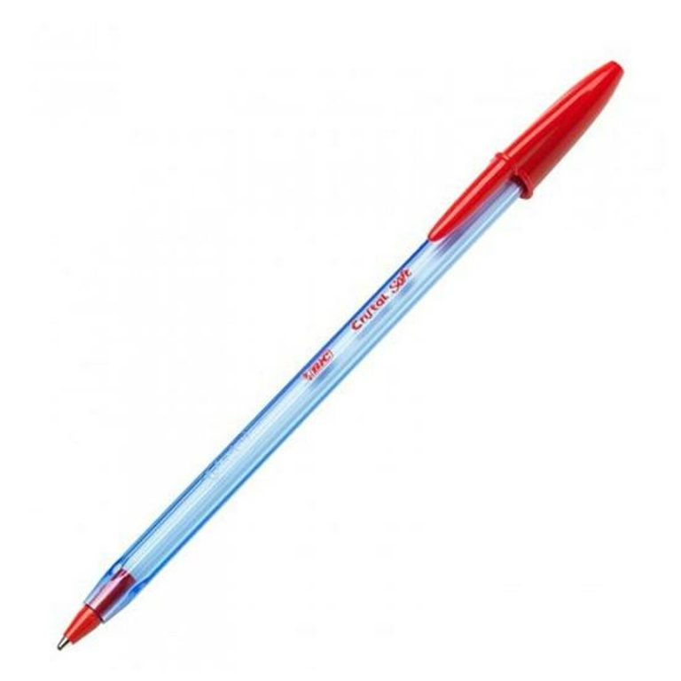 Pen Bic Cristal Soft Rood Transparant 1-2 mm 50 Onderdelen (50 Stuks)