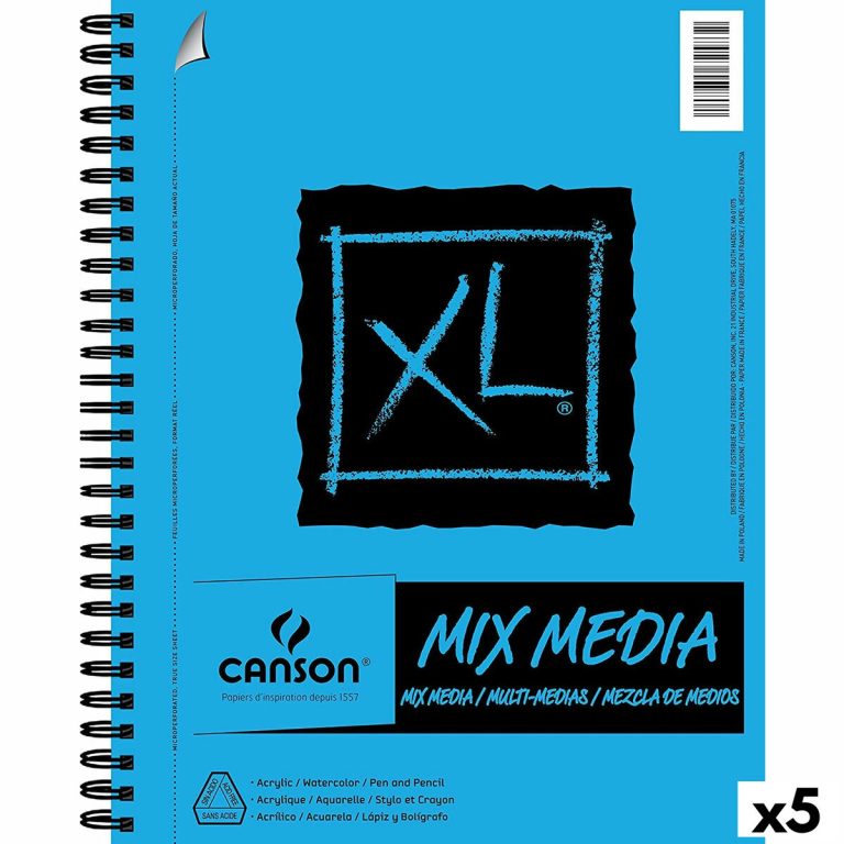 Tekenblok Canson XL Mix Media Wit A4 Papier 5 Stuks 30 Lakens 300 g/m²