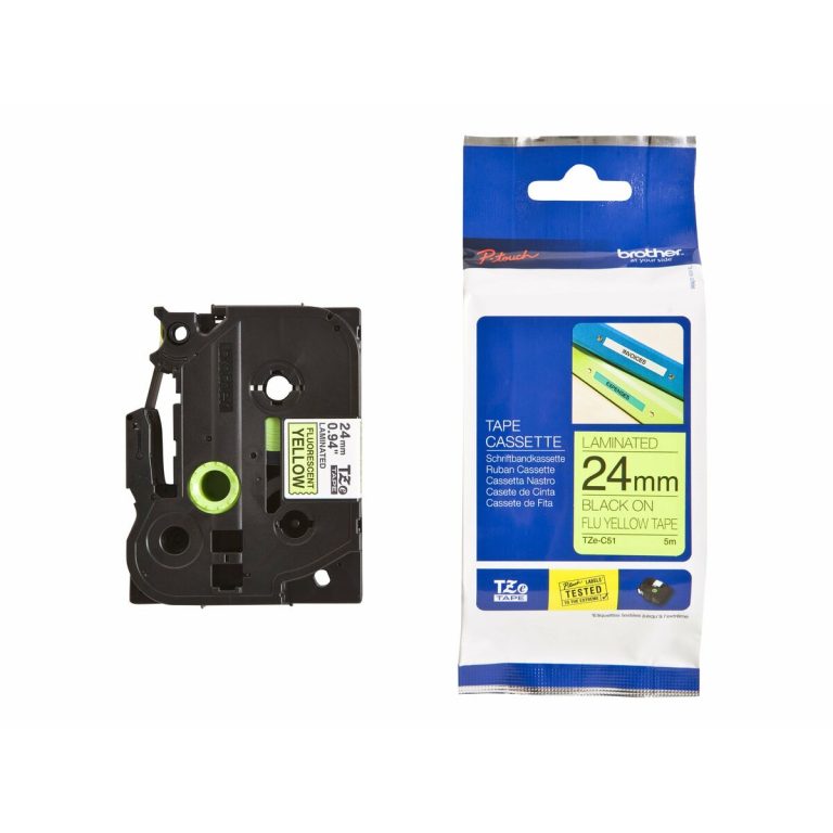 Gelamineerde Tape voor Labelmakers Brother TZe-C51 Grijs Zwart/Geel 24 mm