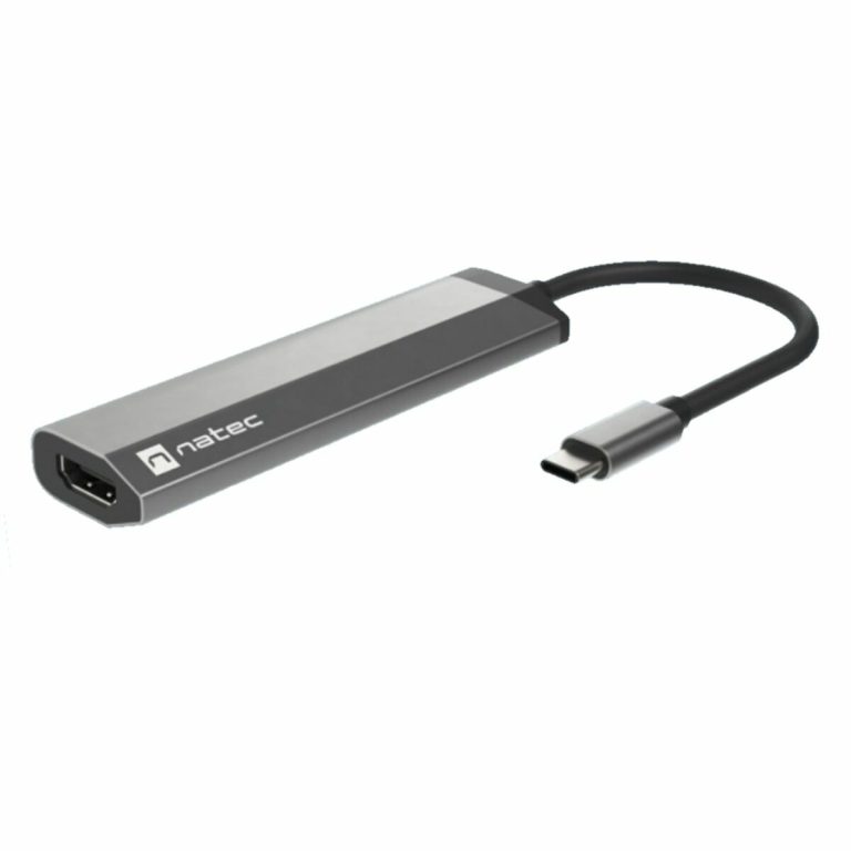 Hub USB Natec Fowler Slim Zwart Chroom