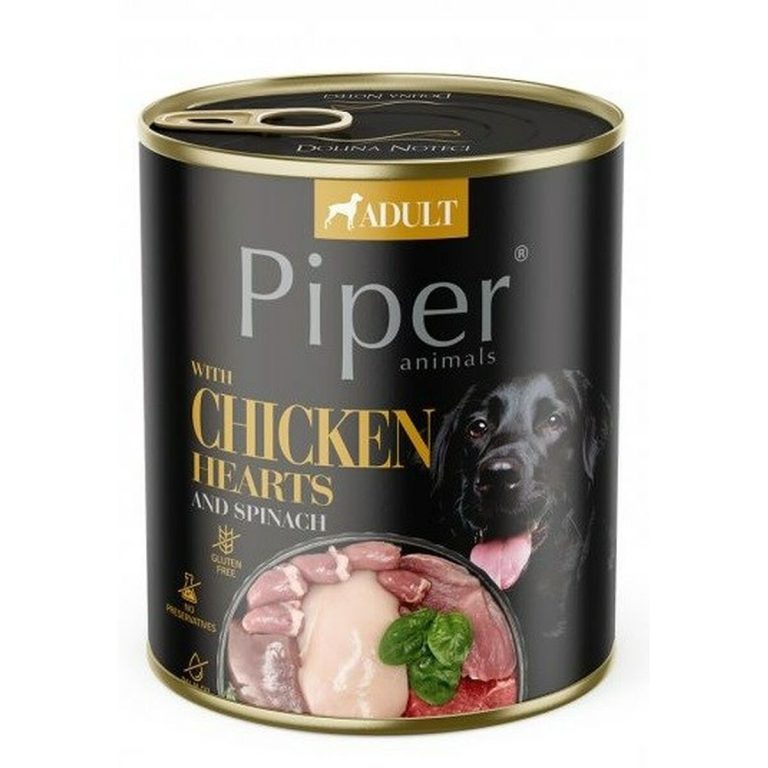 Natvoer Dolina Noteci Piper Chicken hearts with spinach Kip Spinazie 800 g