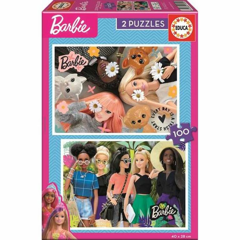Set van 2 Puzzels Barbie 100 Onderdelen