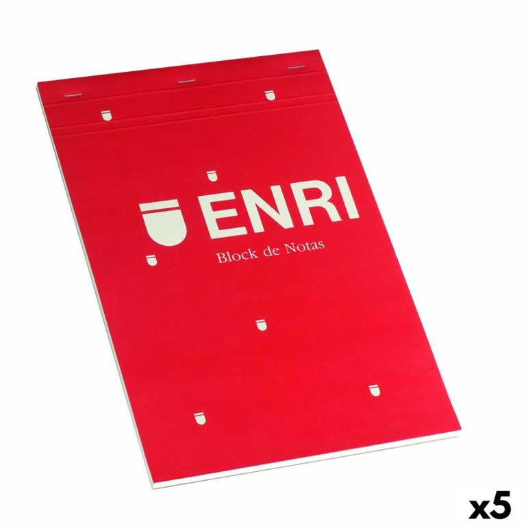 Schrijfblok ENRI Rood A4 80 Lakens 4 mm (5 Stuks)