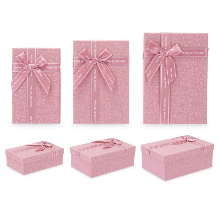 Set decoratieve dozen Roze Karton Lasso 3 Onderdelen