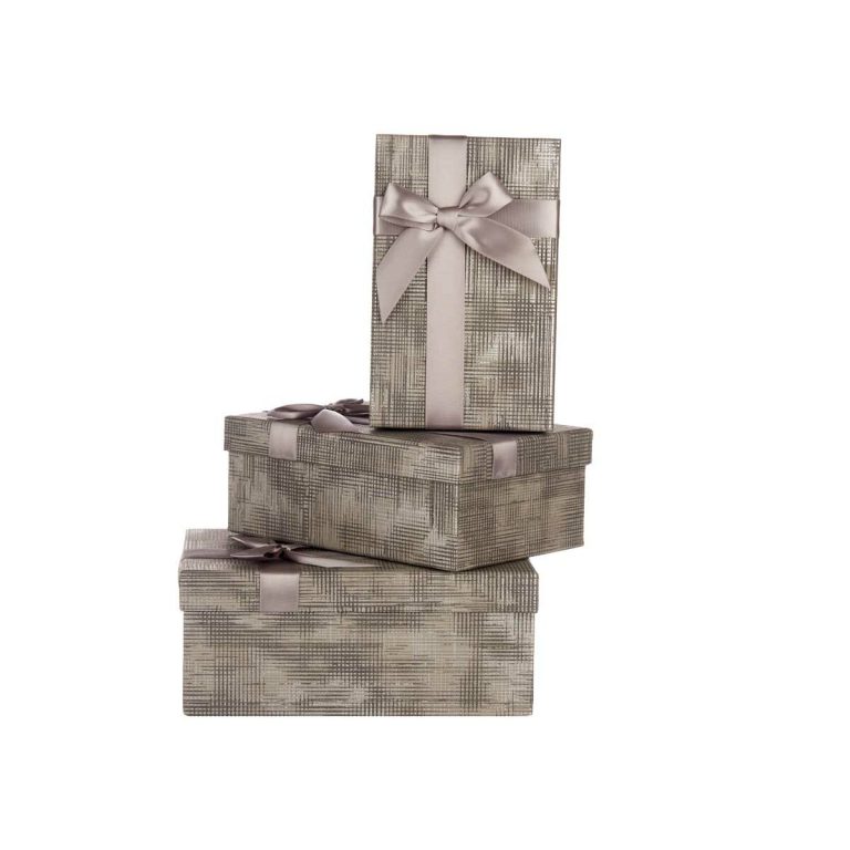Set decoratieve dozen Antraciet Karton Strepen Lasso 3 Onderdelen