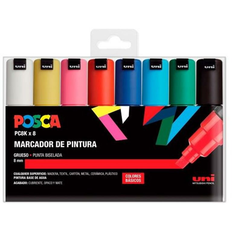Set Viltstiften POSCA PC-8K Multicolour 8 mm 8 Onderdelen