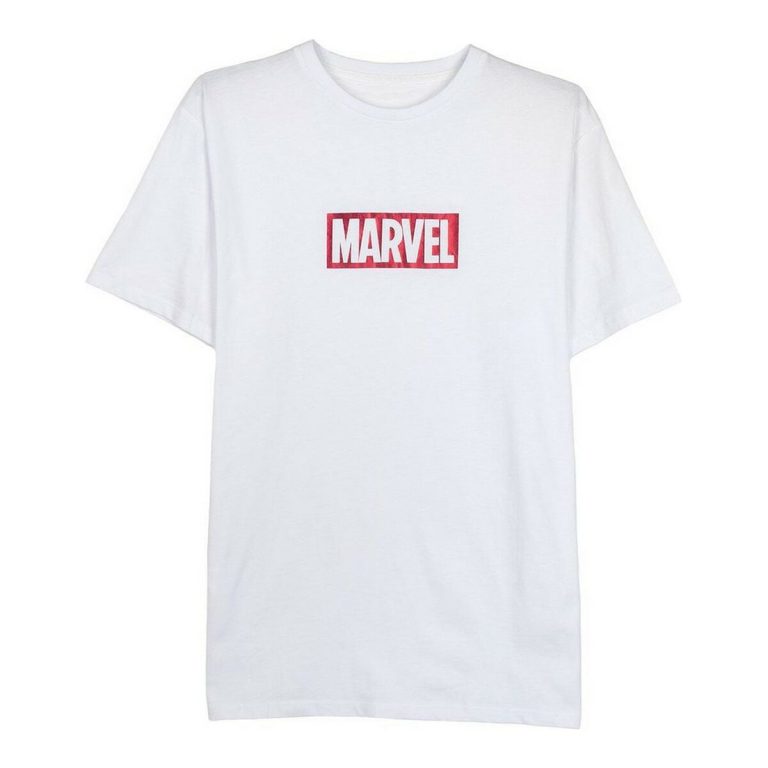 Heren-T-Shirt met Korte Mouwen Marvel Wit Volwassenen