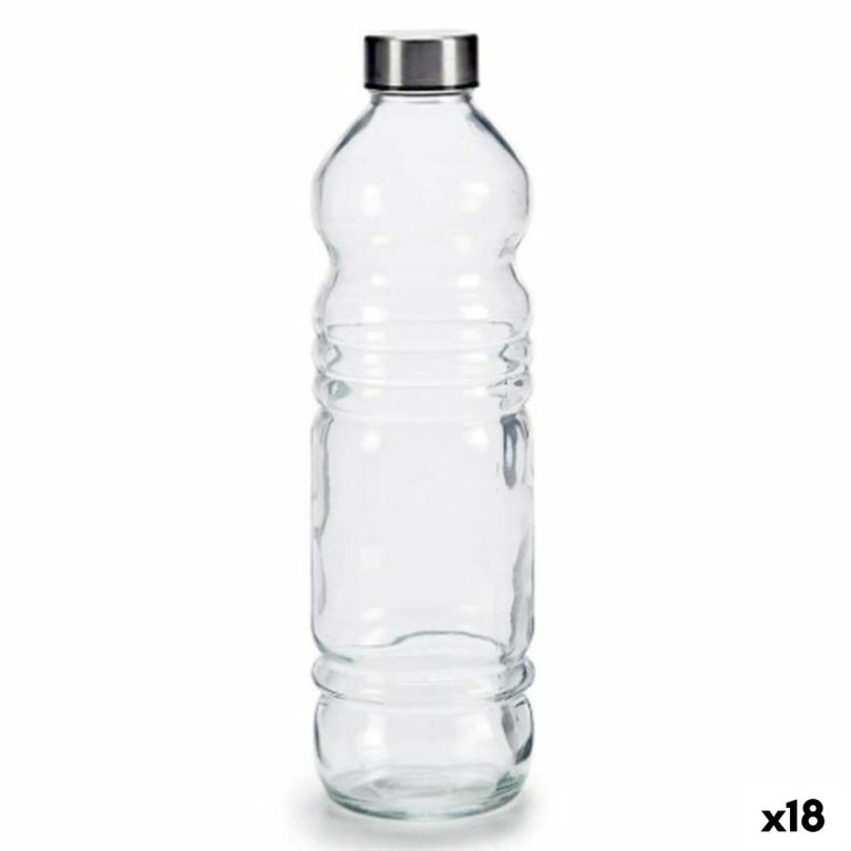 Glazen fles Transparant Zilverkleurig Glas 1